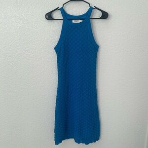 Vibrant Blue Sleeveless Knit Halter Mini Dress | Eliza J (size xs)